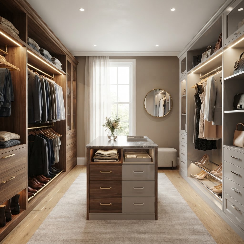 The Dual Walk-In — bespoke wardrobe collection by Strada Interiors