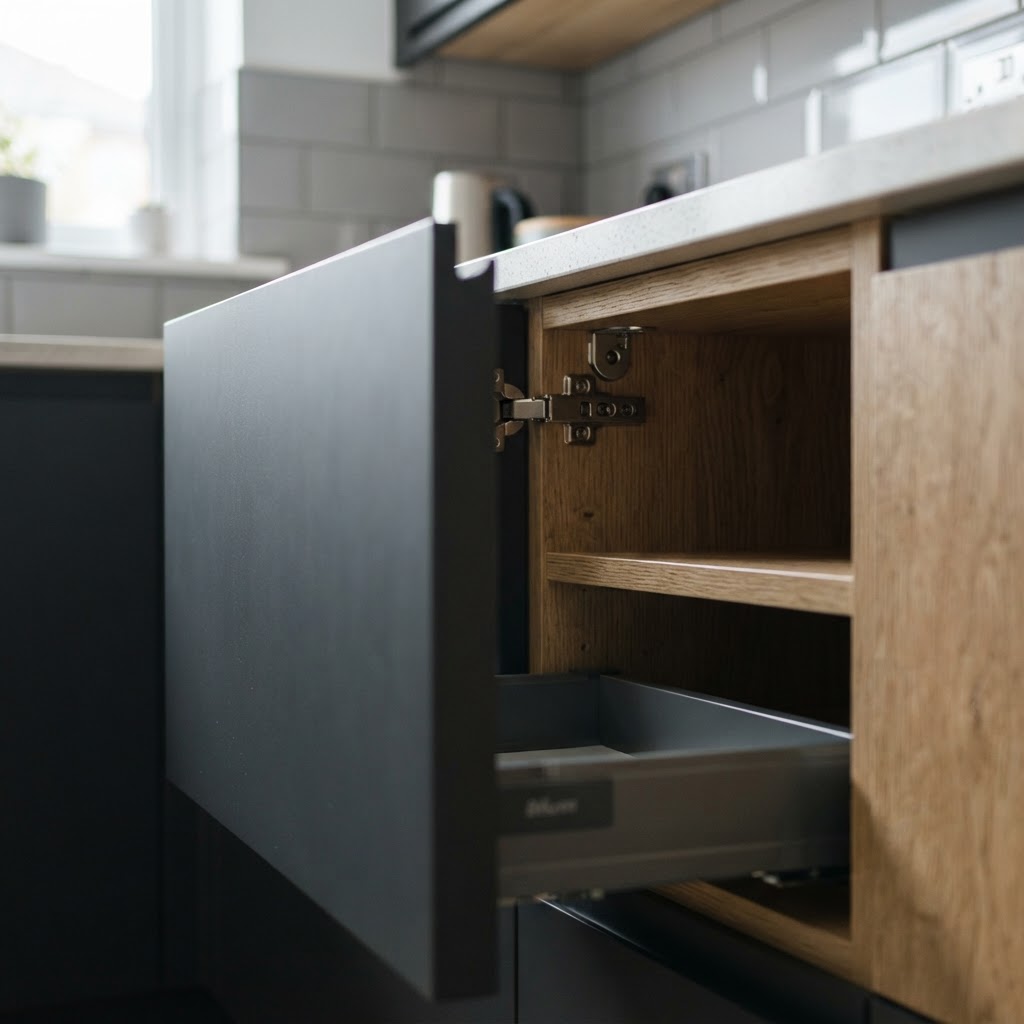 German-engineered cabinetry detail from an in home luxury kitchen design consultation