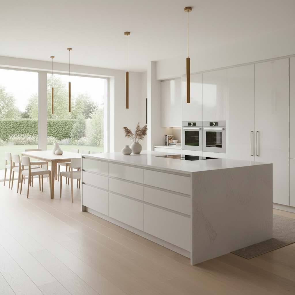 Bamford Modern J-Pull Kitchen — bespoke kitchen view 2 in Bamford, Greater Manchester