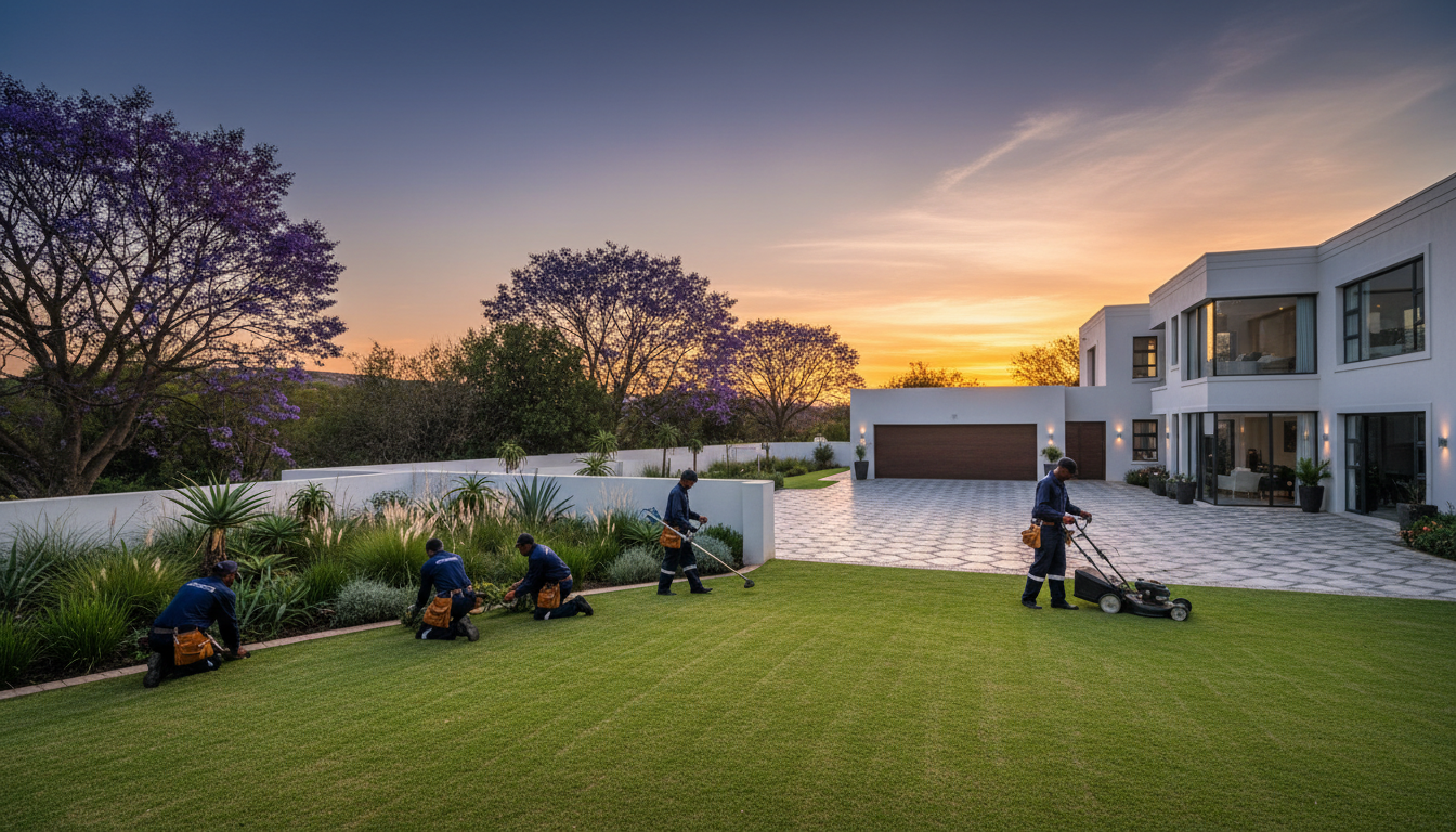 Professional property maintenance team working on a residential estate in Gauteng