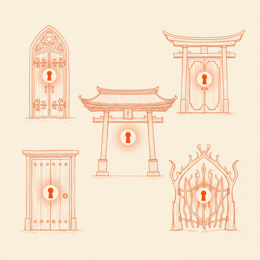Many different doors, but behind each one the same single keyhole — every interview question is really one question.