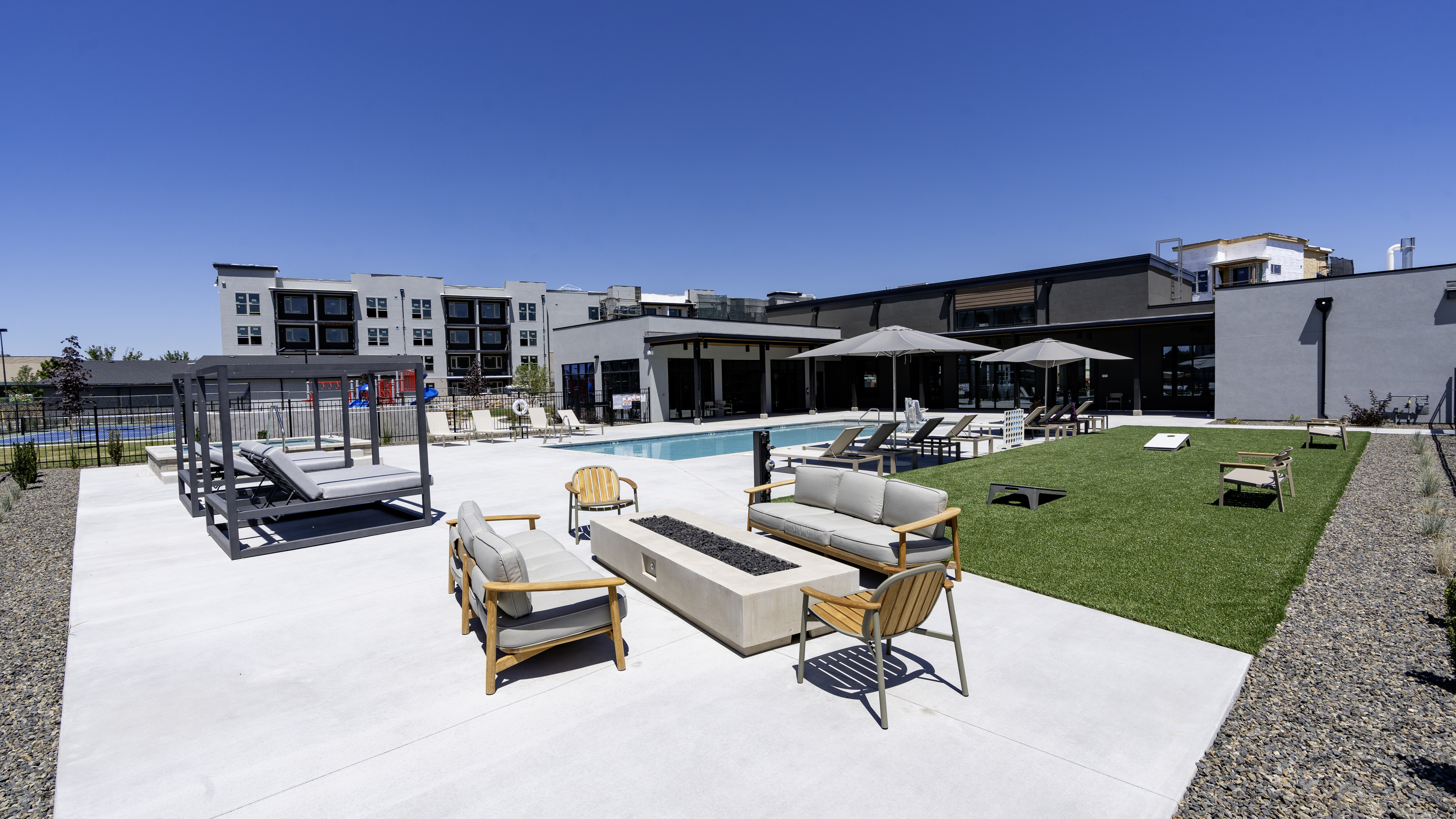 Community pool and amenity space managed by Rockworth