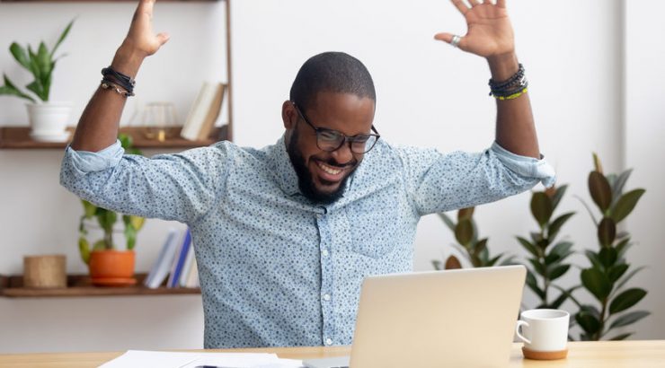 Excited entrepreneur