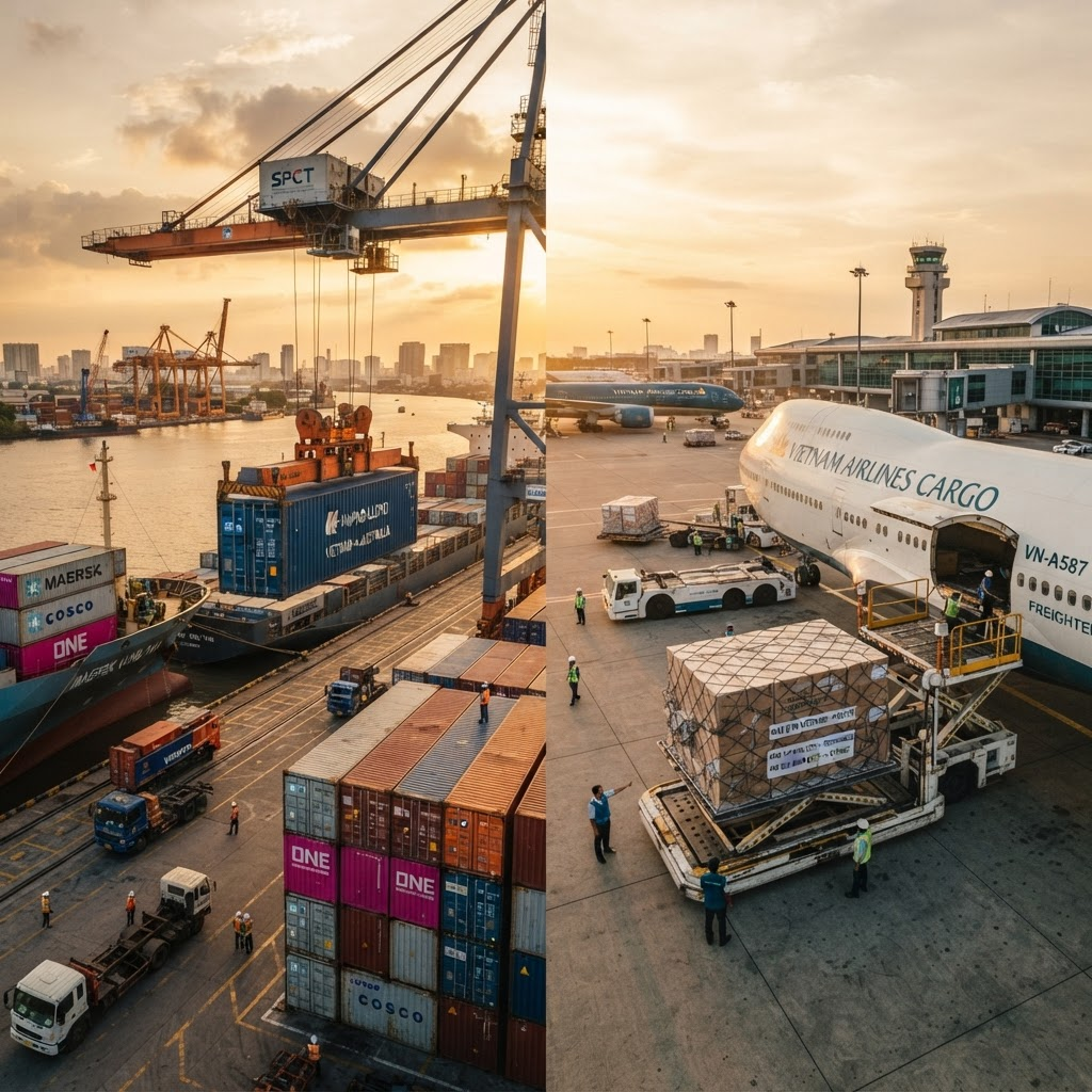 Sea freight vs air freight cost comparison Vietnam Australia