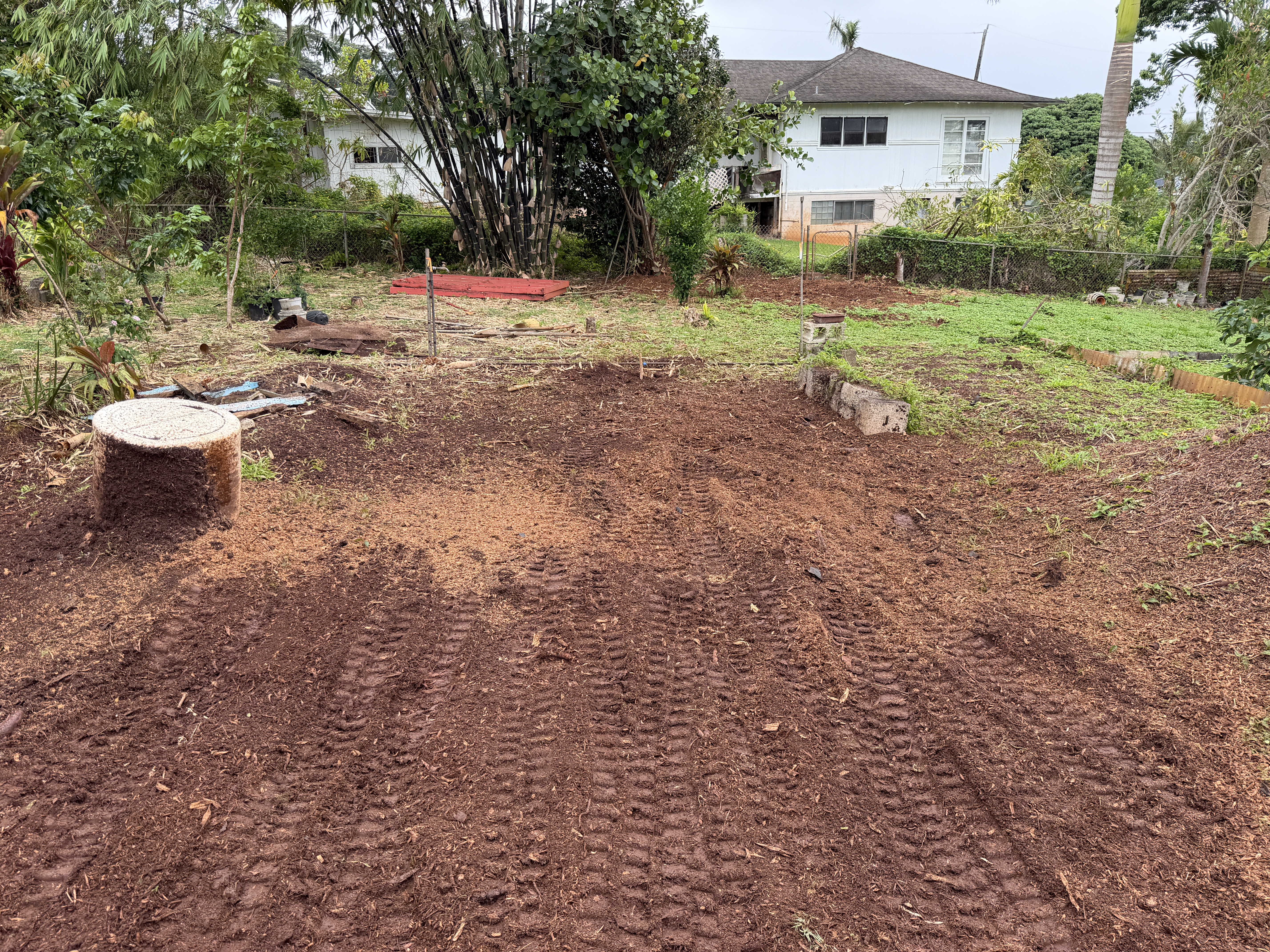 Cleared area in Wahiawa after stump grinding