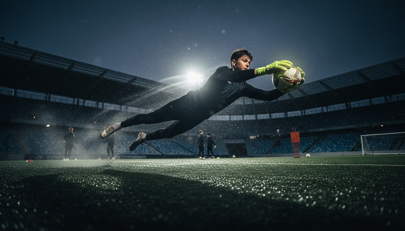 Goalkeeper making a diving save