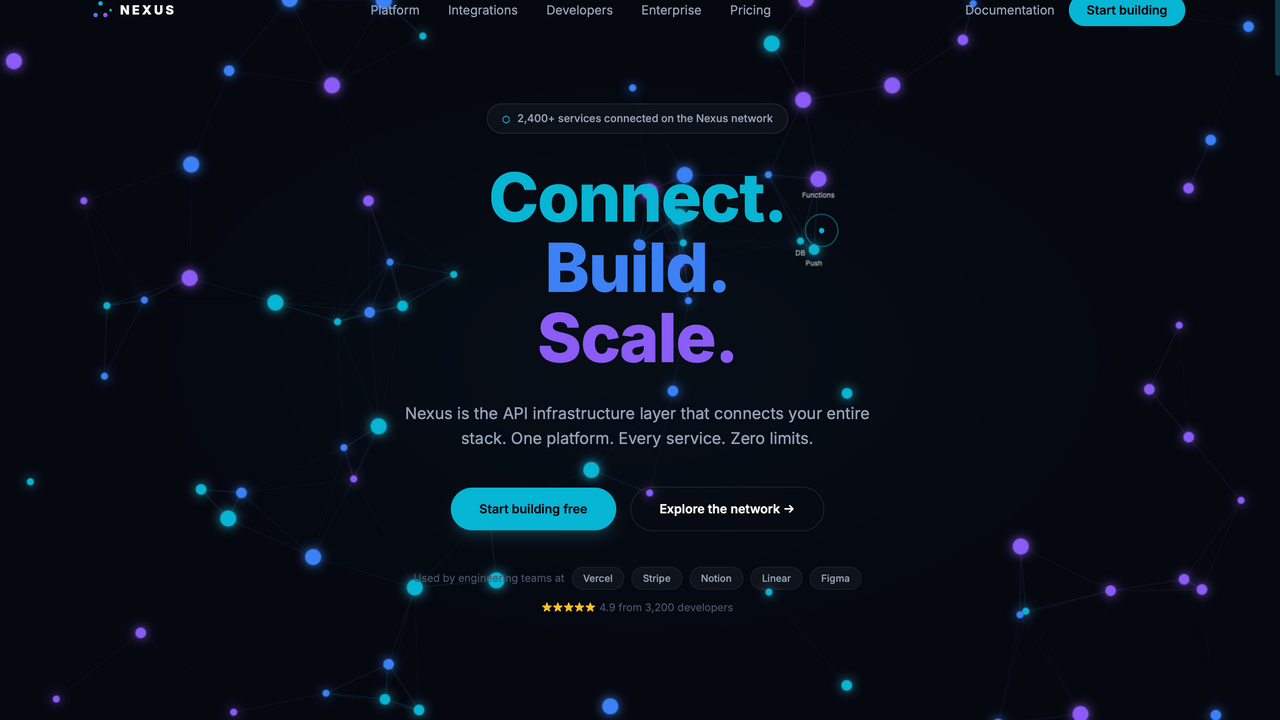 Nexus — API & SaaS Infrastructure template preview