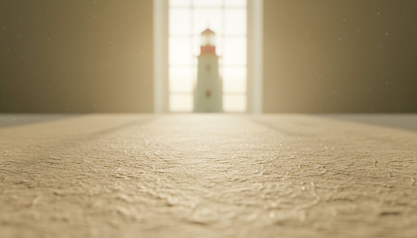 Paper texture with lighthouse in distance