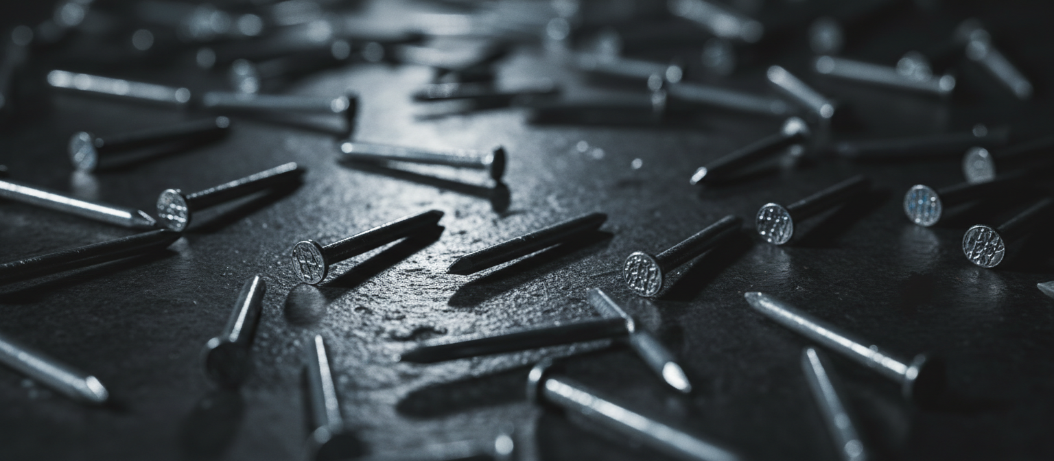 Steel nails macro photography