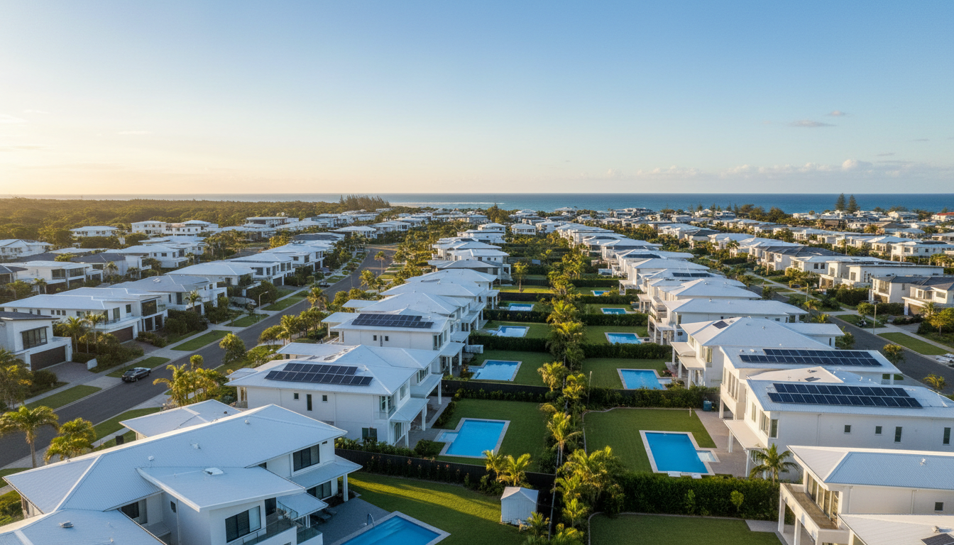 Queensland suburb with solar homes