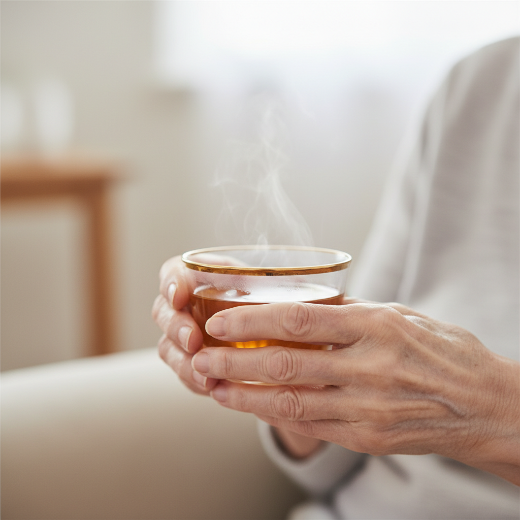 Gentle hands holding a teacup - a small personal moment of care