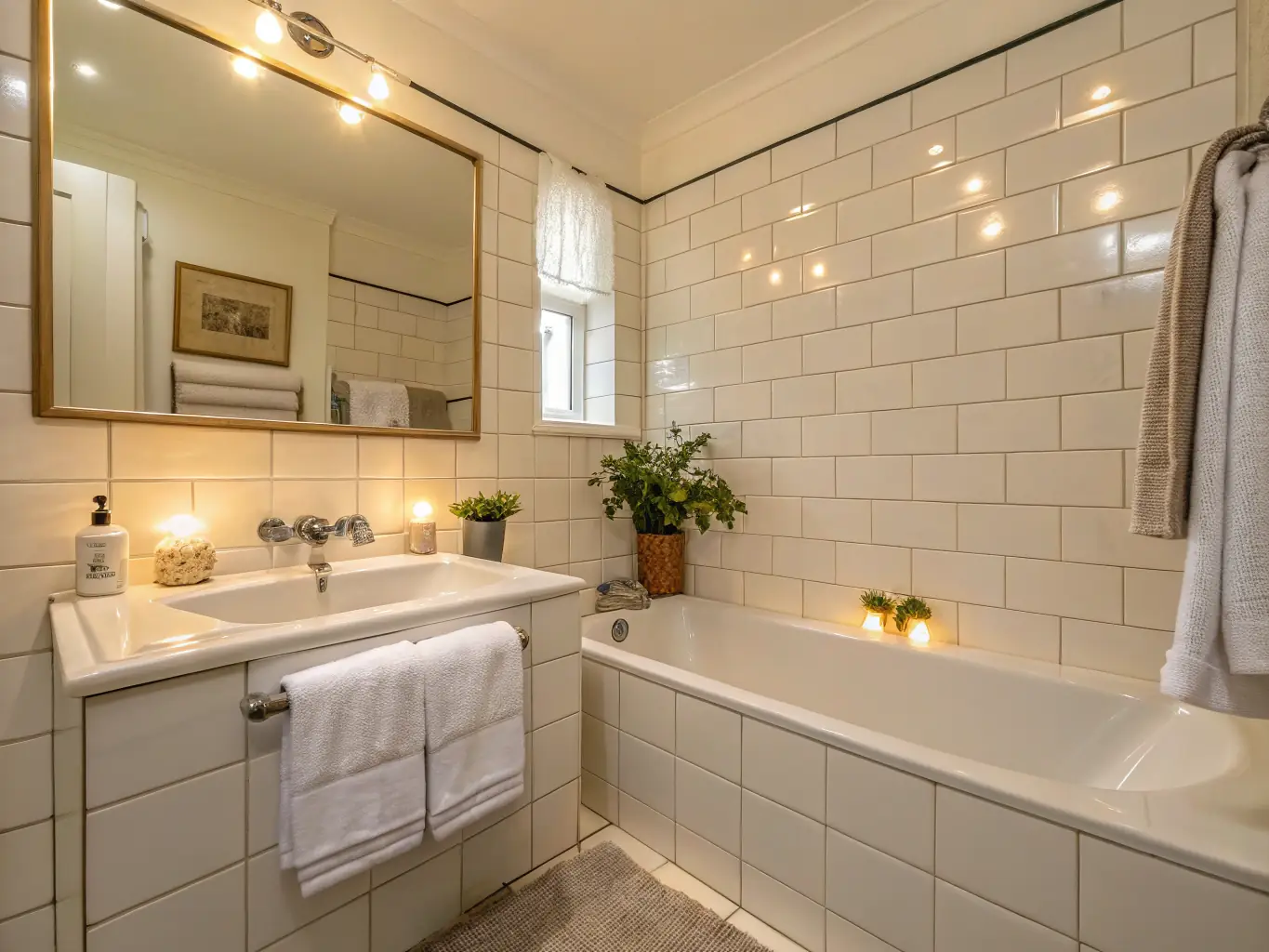 Finished custom bathroom renovation with modern fixtures and detailed craftsmanship