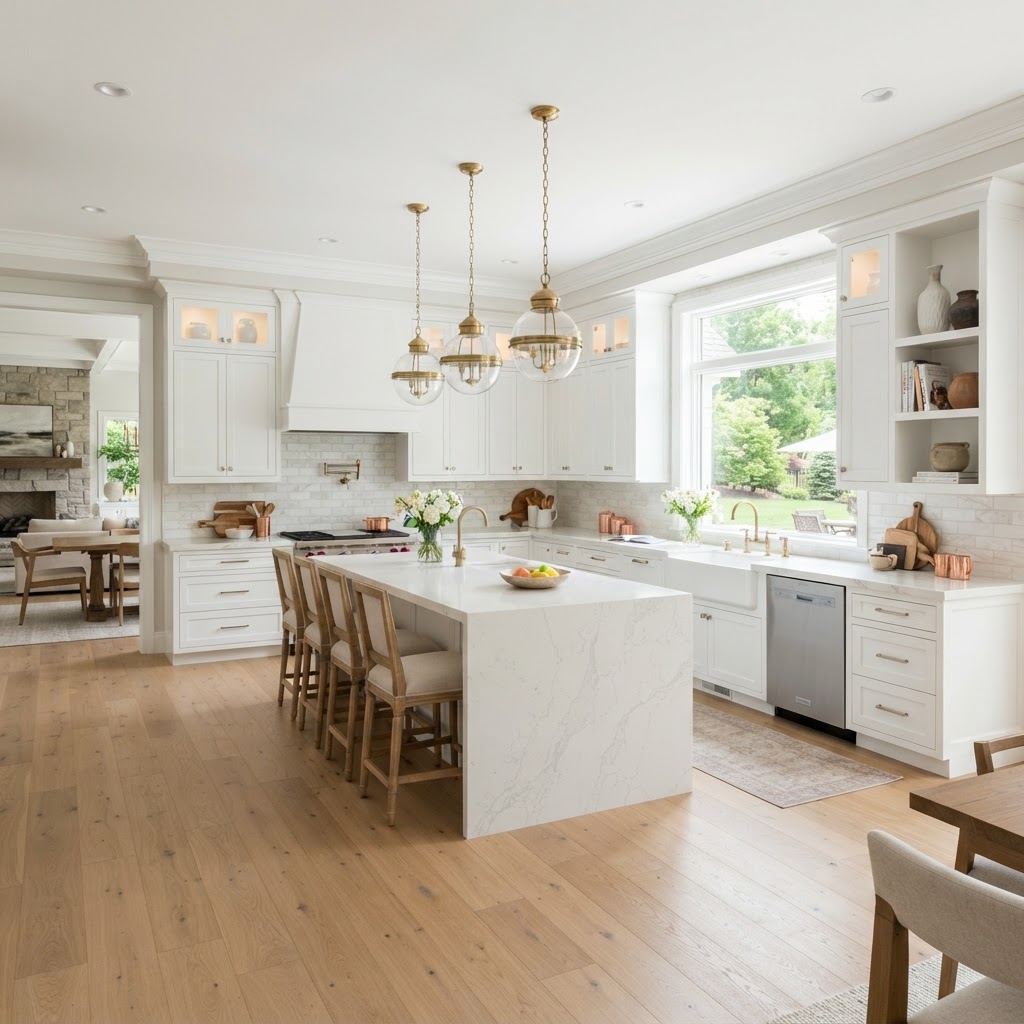 Completed high-end residential remodeling project with detailed finish work