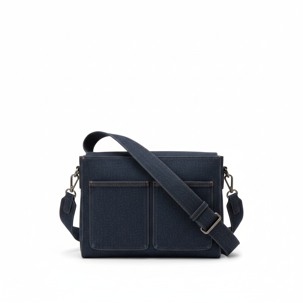 Denim Shoulder Bag in Dark Denim