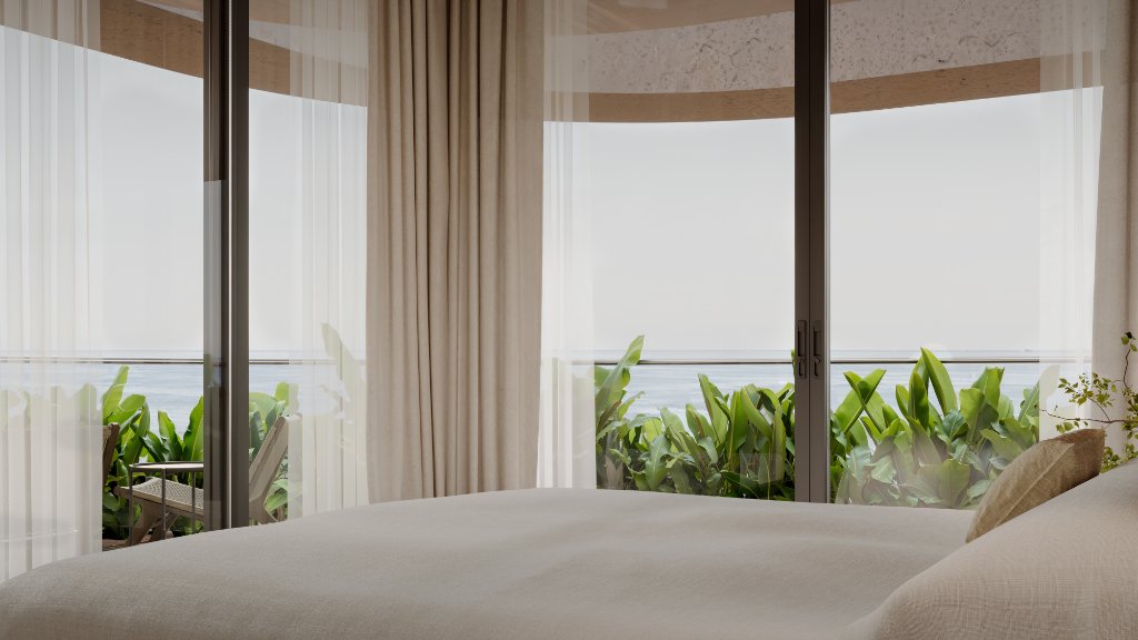 Luna Residences bedroom detail floor-to-ceiling windows Bali