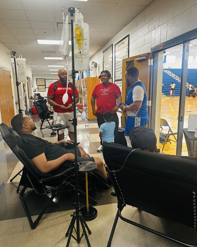 Community IV hydration setup at athletic event – Radiant Health