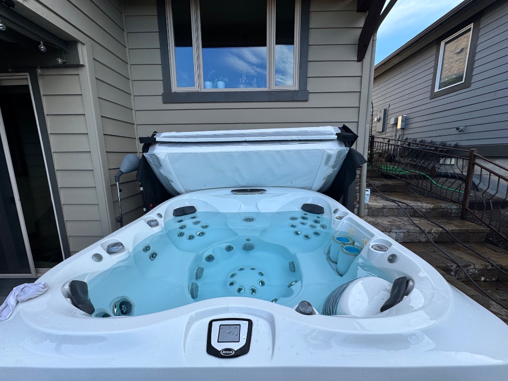 Clean hot tub after service
