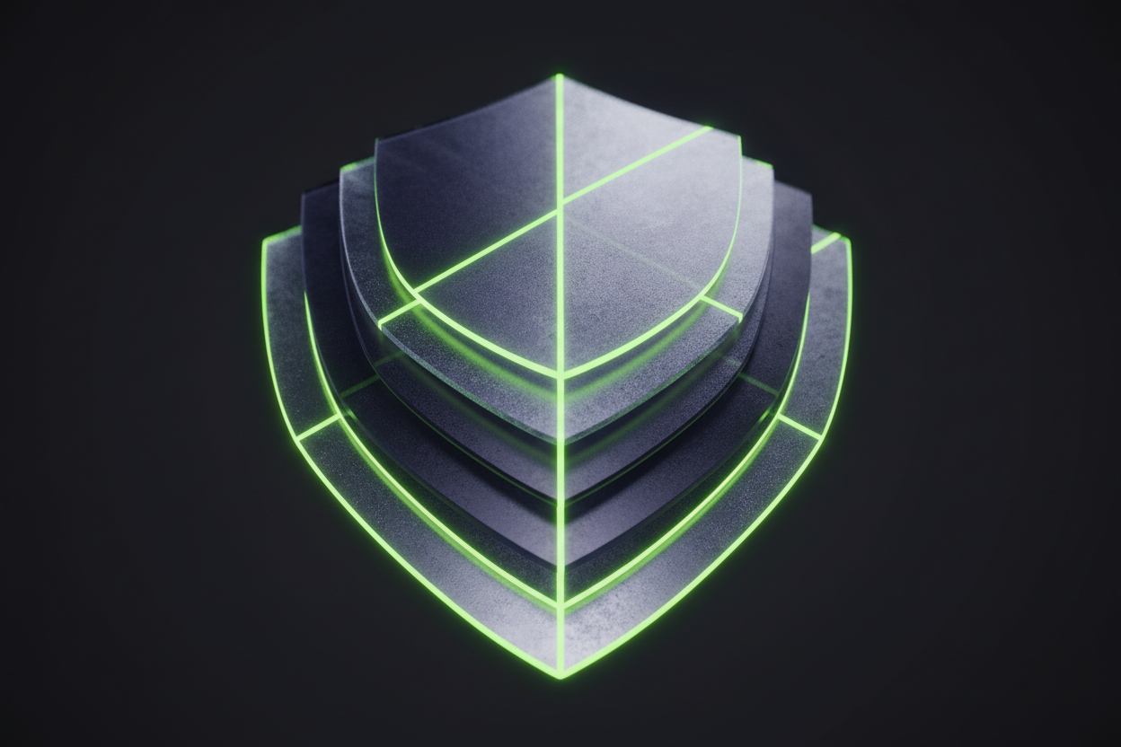 HOA Shield-Corr compliance visualization with layered glass shield