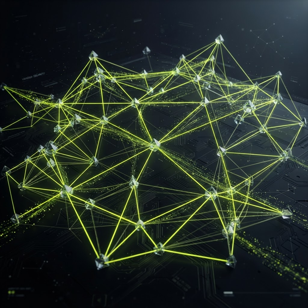 Vendor-Corr intelligence visualization with interconnected supplier network nodes