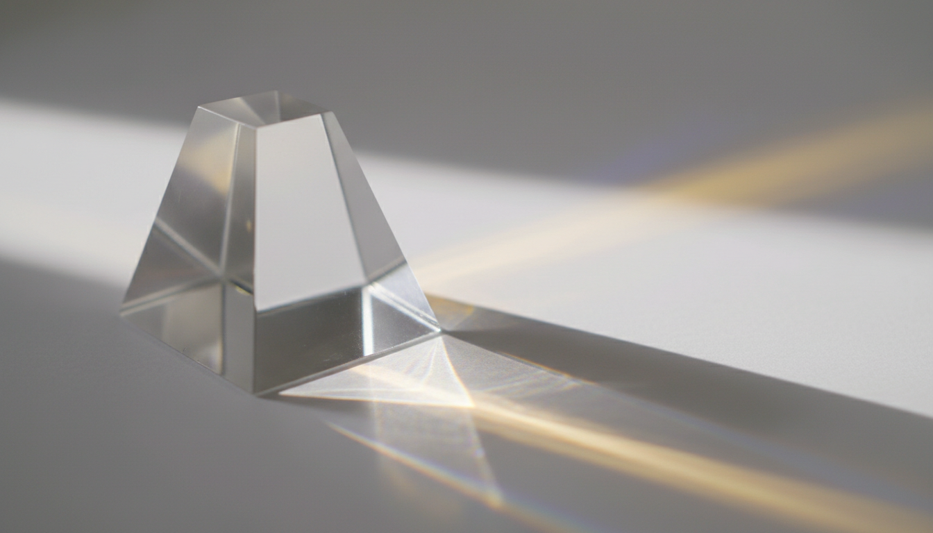 Abstract glass prism casting spectral light refractions