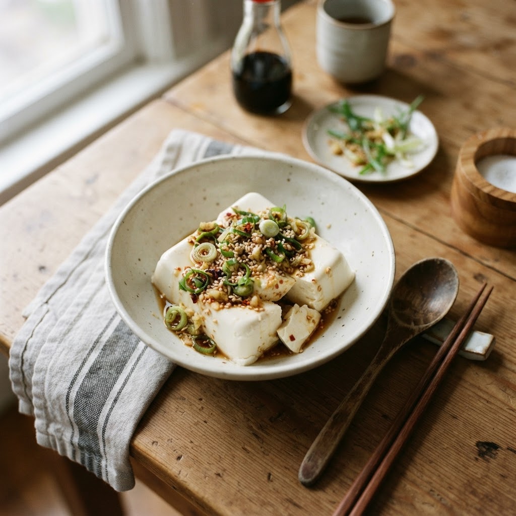 Silken Tofu with Ginger Scallion Oil