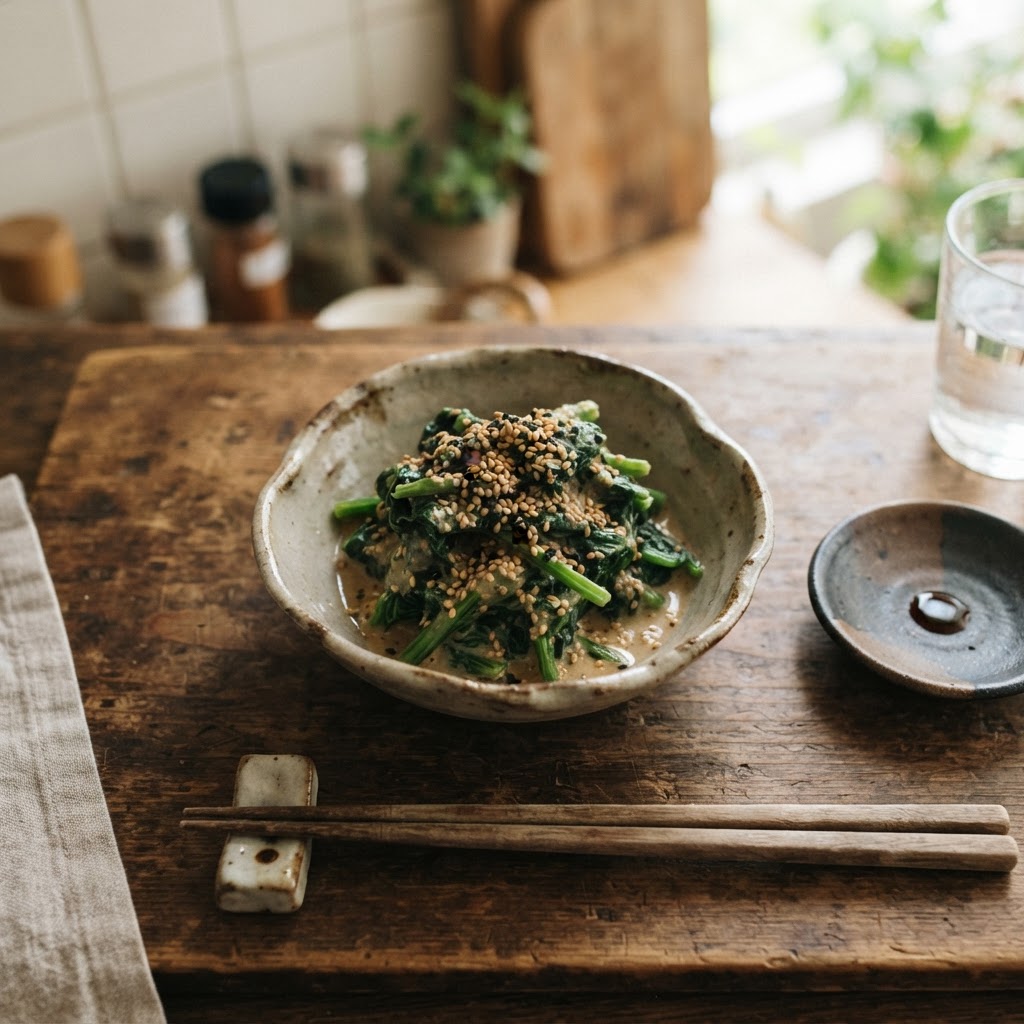 Creamy Sesame Spinach Ohitashi