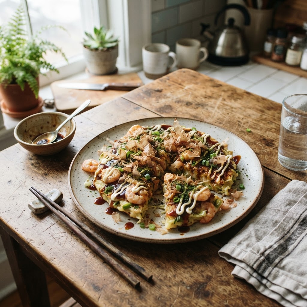 Shrimp and Scallion Savory Pancake
