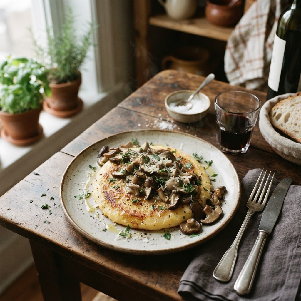 Pan-Roasted Polenta with Wild Mushrooms