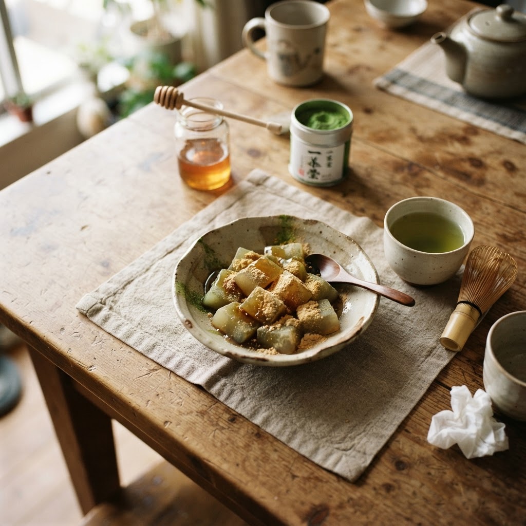 Matcha-Honey Warabi Mochi