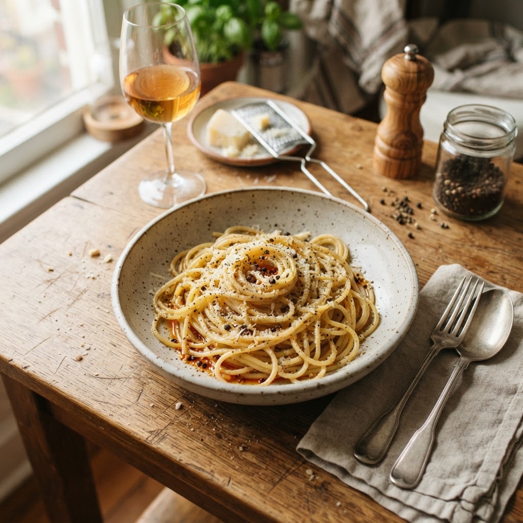 Cacio e Pepe with Toasted Black Pepper Oil