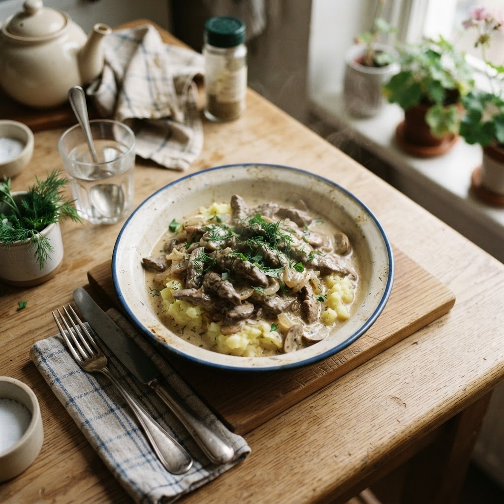Russian Beef Liver Stroganoff
