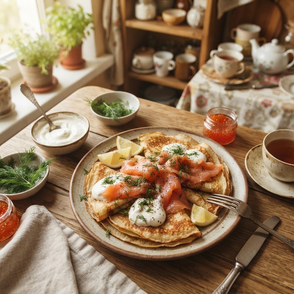 Blini with Smoked Salmon and Dill