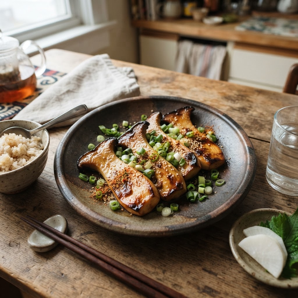 Miso-Butter Glazed King Oyster Mushrooms