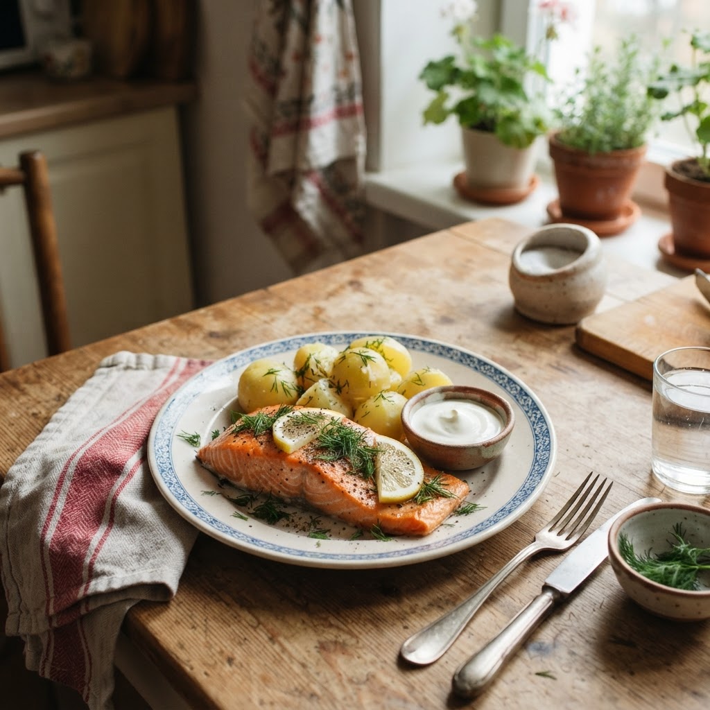 Russian Baked Salmon with Dill