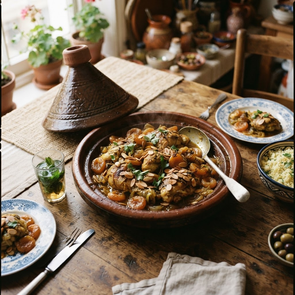 Chicken Tagine with Apricots and Almonds
