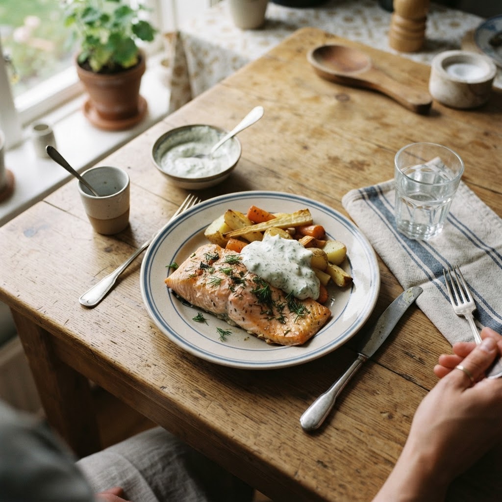 Ugnstekt Lax med Dillcrème