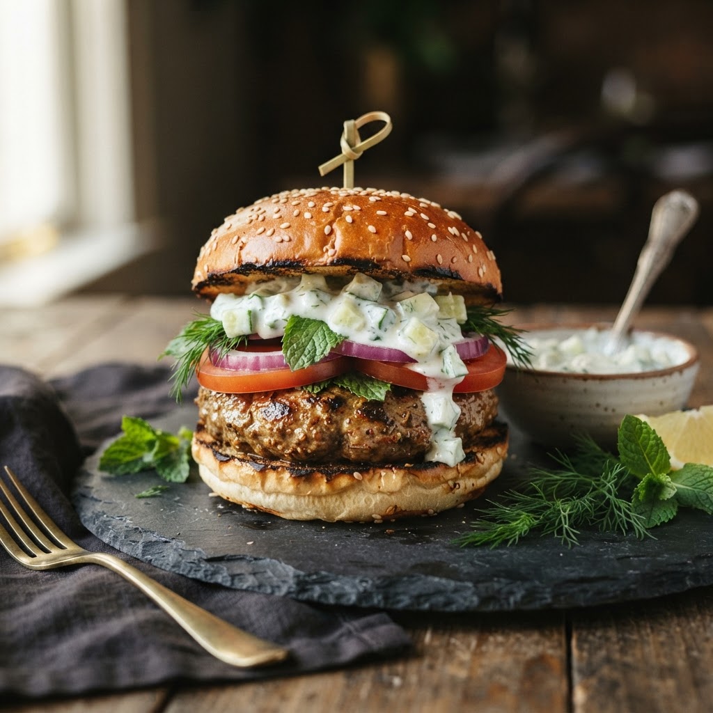 Lamb Burger with Tzatziki