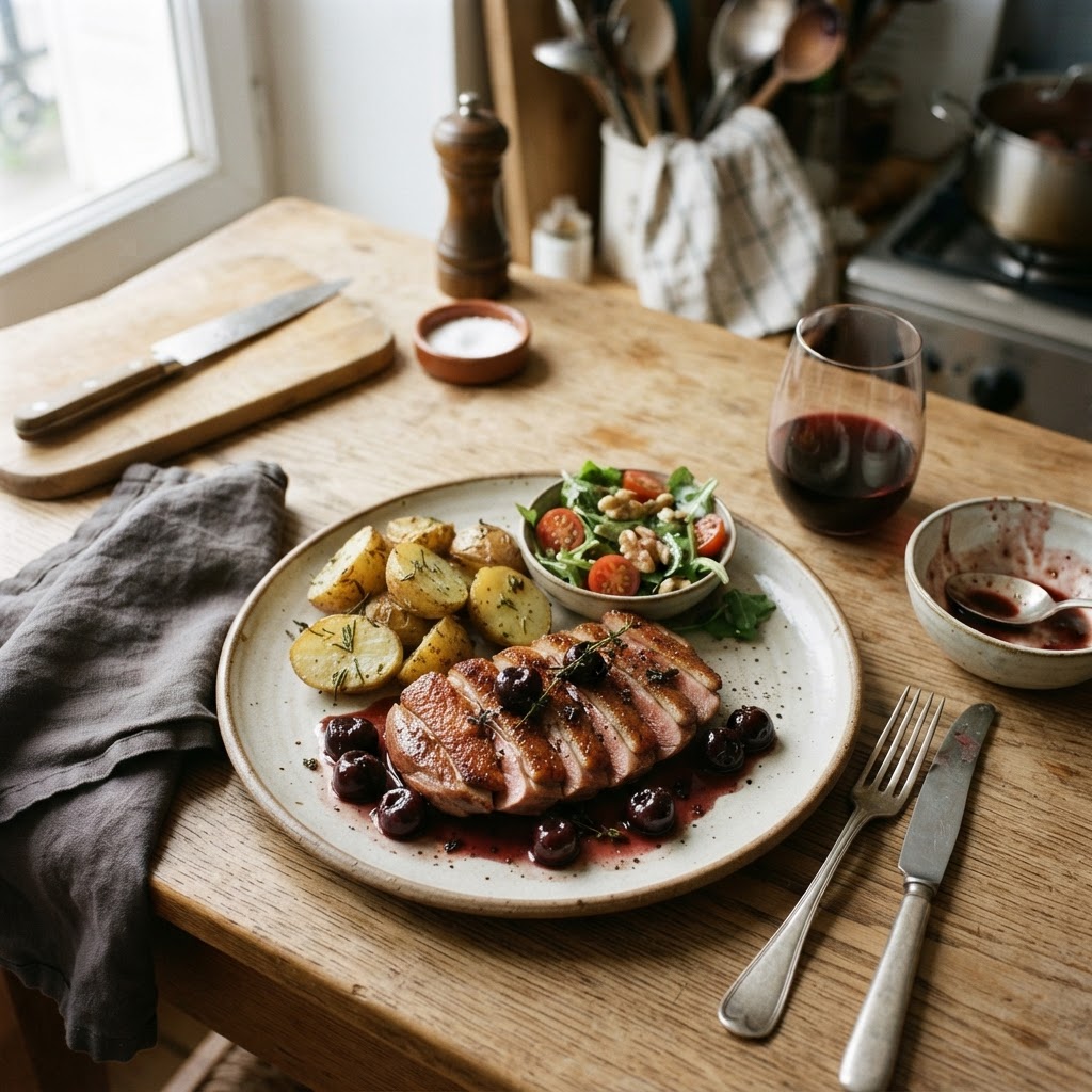 Pan-Seared Duck Breast with Cherry Reduction