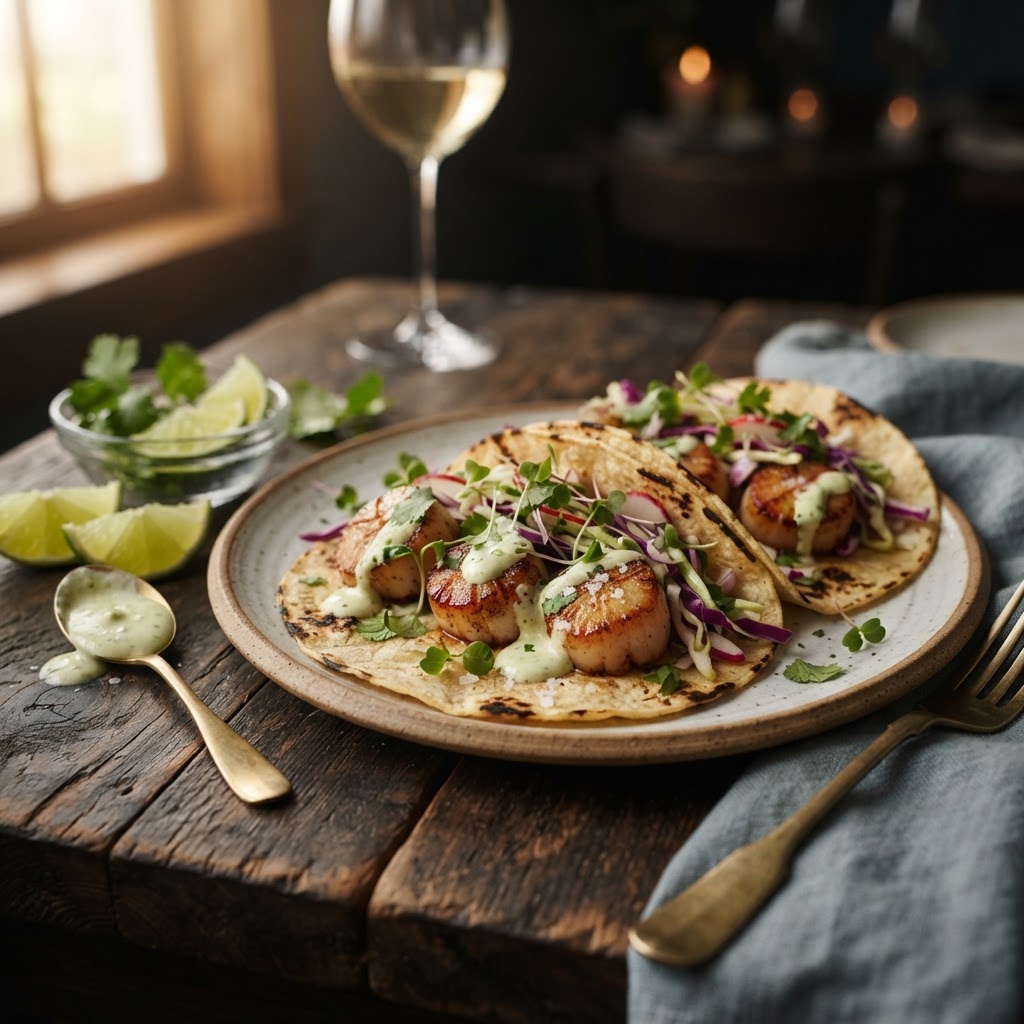 California Coastal Seared Scallop Tacos