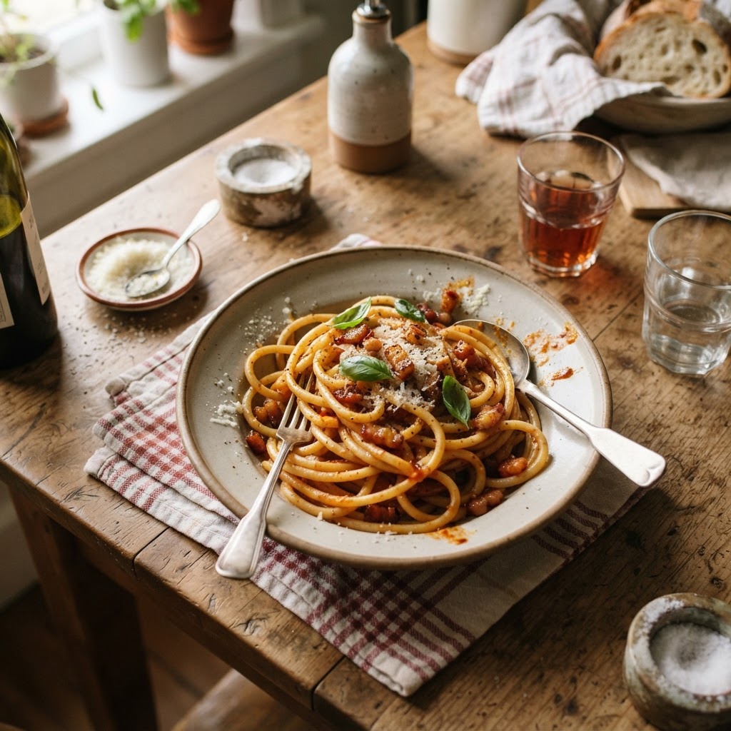 Bucatini all'Amatriciana with Guanciale