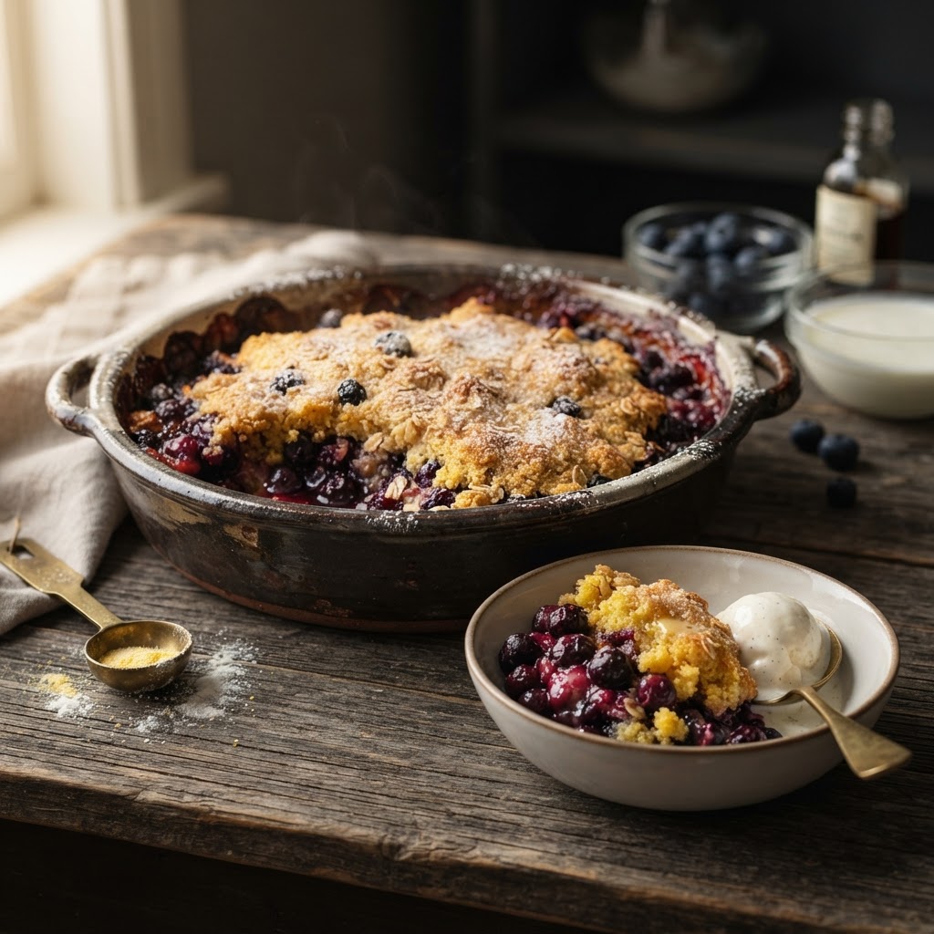 Blueberry Cornmeal Cobbler