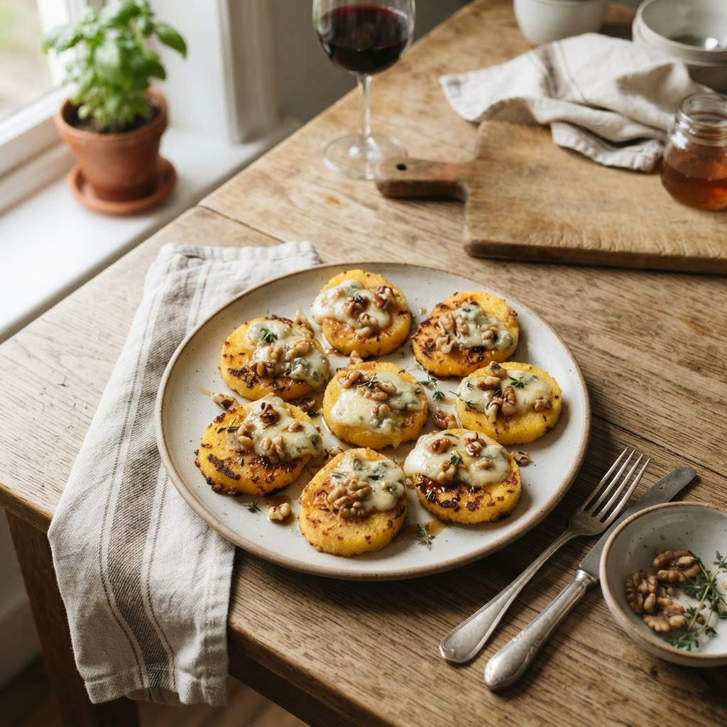 Polenta Crostini con Gorgonzola