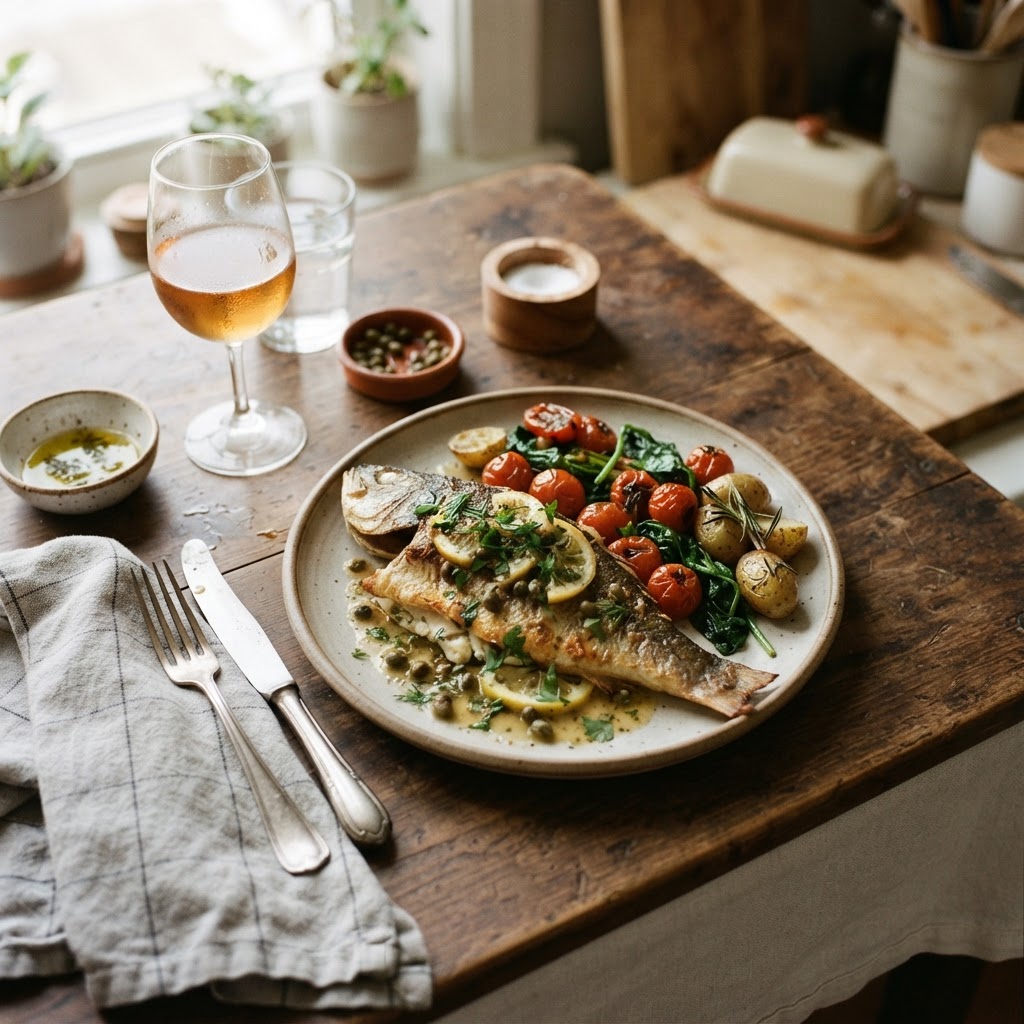 Pan-Seared Branzino with Lemon-Caper Butter