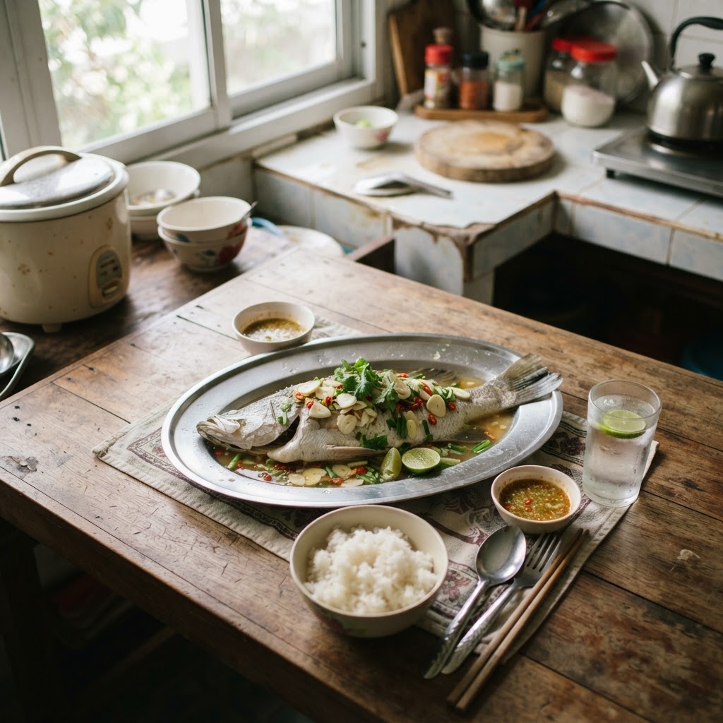 Pla Nueng Manao (Steamed Fish with Lime and Garlic)
