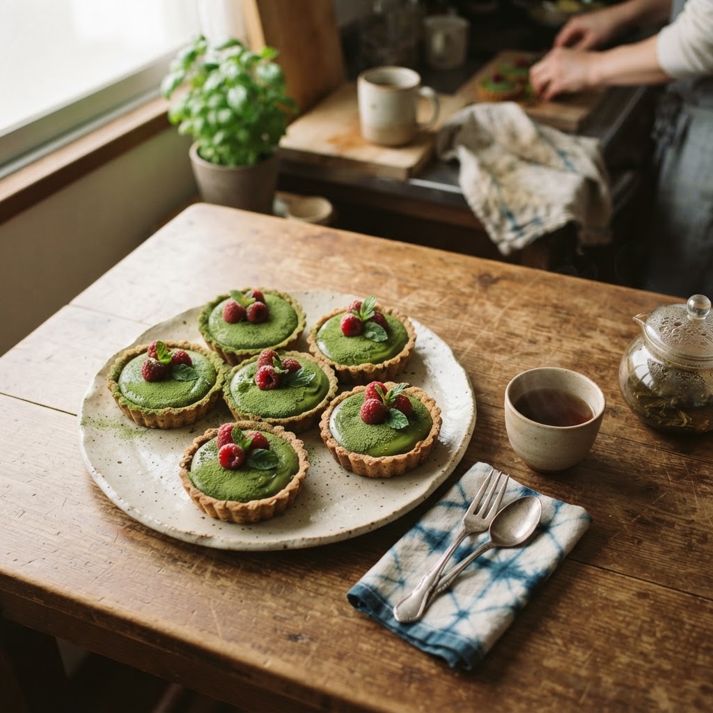 Matcha-White Chocolate Ganache Tarts