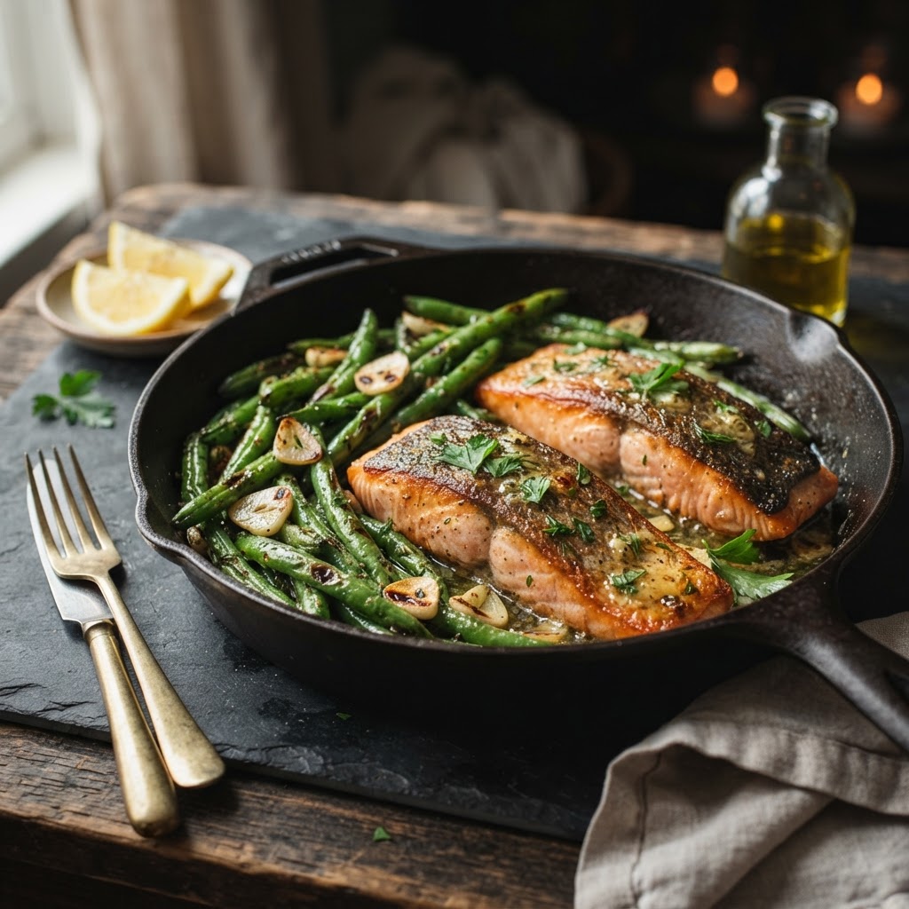 Garlic Butter Salmon & Green Beans