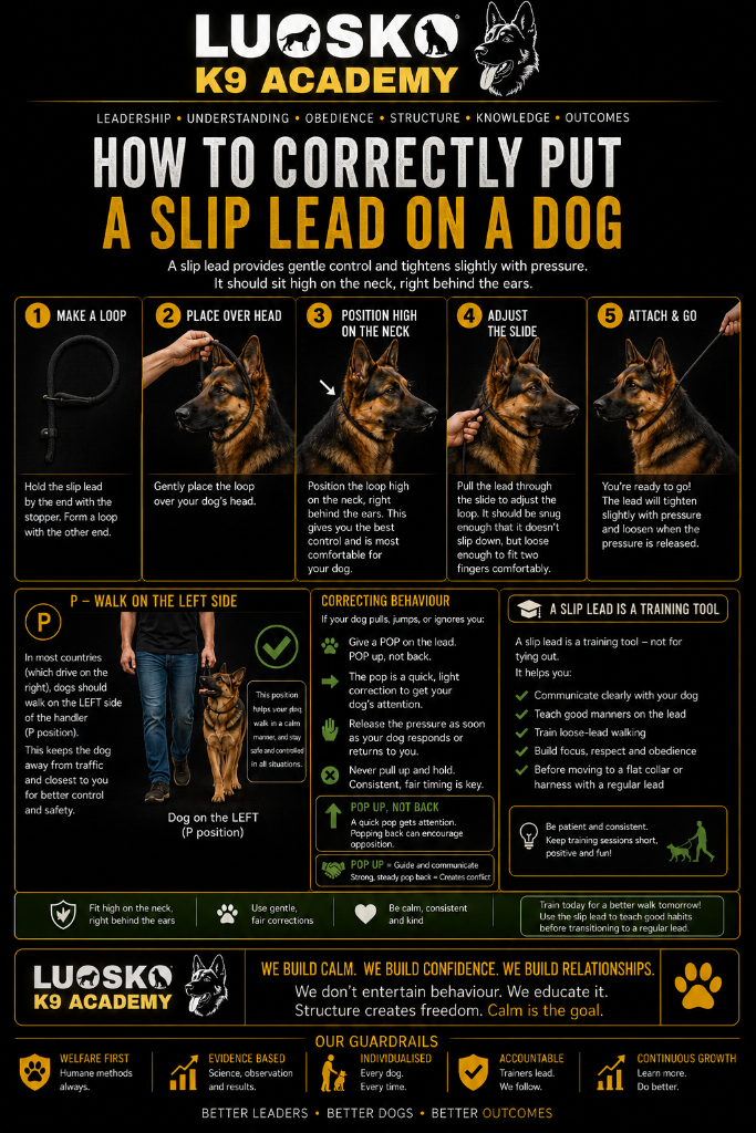 How To Correctly Put A Slip Lead On A Dog (Left Side)