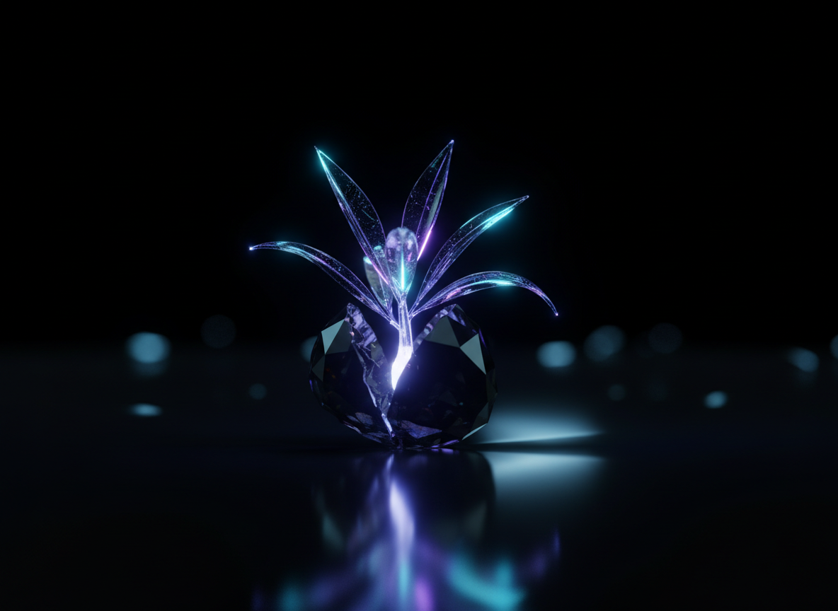 Abstract crystal growth representing AI-powered business transformation