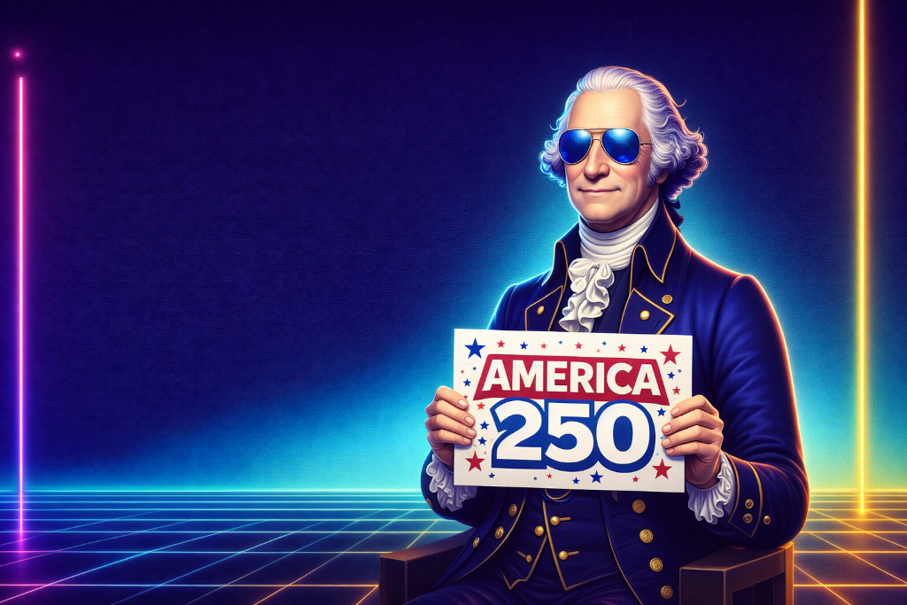 George Washington in neon lights