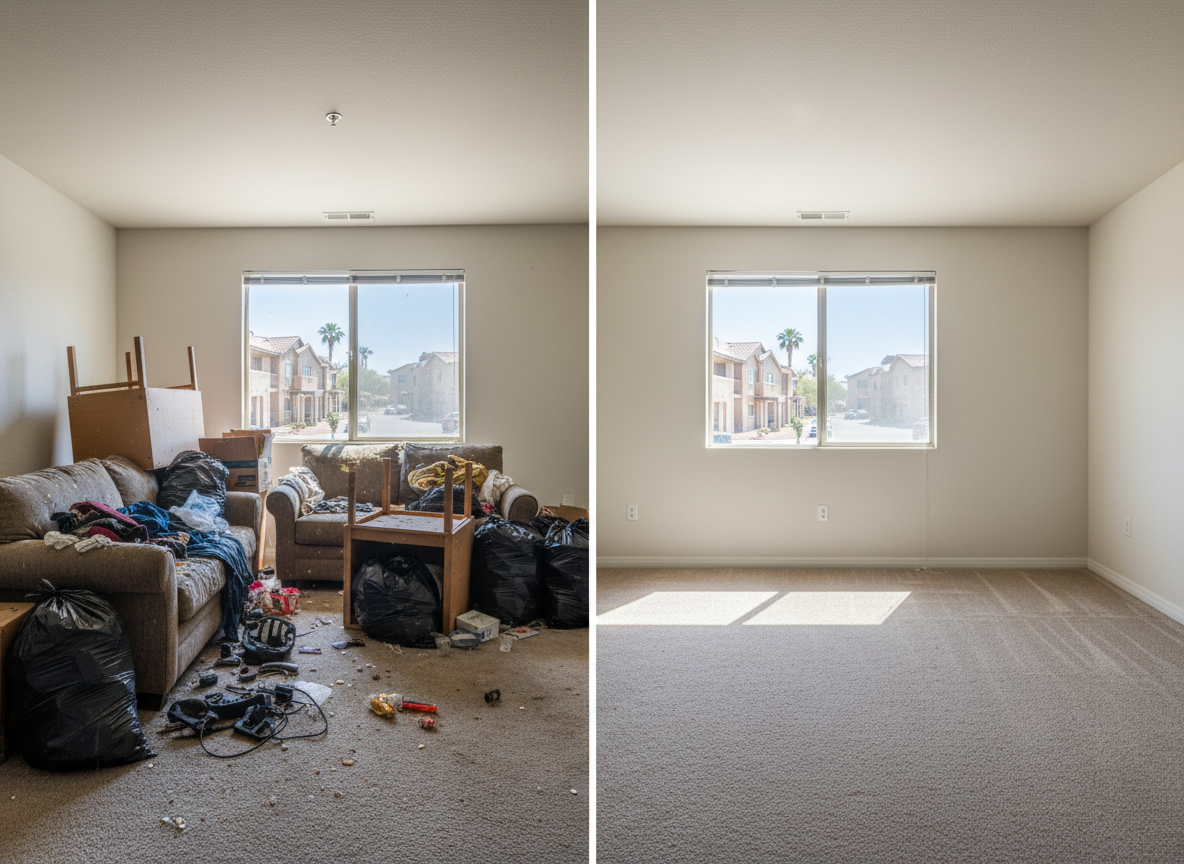 Before and after rental property cleanout in Phoenix